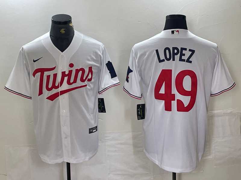 Men%27s Minnesota Twins #49 Pablo Lopez White Stitched MLB Cool Base Nike Jersey->minnesota twins->MLB Jersey